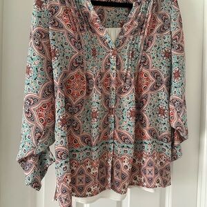 Boho Paisley Print Relaxed Women's Blouse - Multi